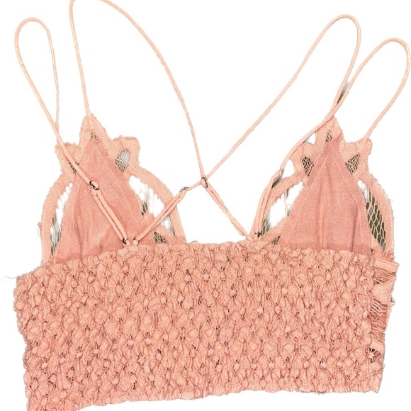 FP Movement by Free People Bralette Top / Crop Top Light Pink / Peach Lace -  S - Picture 2 of 9